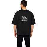 PayBuy Erkek Oversize Tişört Iman Aile Futbol Yazılı Baskılı Rahat Kesim Günlük Giyim Modern Şık Konforlu - Siyah