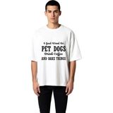 PayBuy Erkek Oversize Tişört Köpek Sevgili Kahve Fırın Baskılı Rahat Kesim Günlük Giyim Modern Şık Konforlu - Beyaz - XL