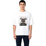 PayBuy Erkek Oversize Tişört Mizahi Köpek Portre Baskısı Rahat Kesim Günlük Giyim Konforlu Modern Şık Zarif - Beyaz - XL