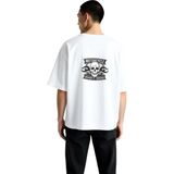 PayBuy Erkek Oversize Tişört Motorsiklet Tamiri Servisi Baskılı Kafatası Desen Günlük Rahat Kesim Modern - Beyaz - XL