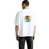 PayBuy Erkek Oversize Tişört Plaj Tatil Teması Renkli Grafik Baskı Rahat Kesim Günlük Giyim Modern Şık - Beyaz - XL
