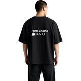 PayBuy Erkek Oversize Tişört Pomeranian Baba Baskılı %100 Pamuk Rahat Kesim Günlük Giyim Modern Şık Zarif - Siyah - XL