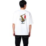PayBuy Erkek Oversize Tişört Ramen Baskılı Çubuk Detaylı Rahat Kesim Günlük Giyim Konforlu Modern Şık Zarif - Beyaz - XL