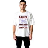 PayBuy Erkek Oversize Tişört Retro Gamer Level Tamamlandı Baskılı Dijital Nostalji Günlük Rahat Modern - Beyaz - 2XL