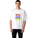 PayBuy Erkek Oversize Tişört Retro Nostalji Baskılı Renkli Dijital Baskı Rahat Kesim Günlük Modern Şık - Beyaz - 2XL