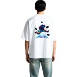 PayBuy Erkek Oversize Tişört Uzayda Müzisyen Astronot Dünya Baskılı Dijital Baskı Konforlu Kesim Günlük - Beyaz - XL