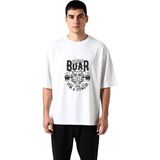 PayBuy Erkek Oversize Tişört Vahşi Ayı Grafik Baskı Gym Fitness Kulübü Temalı Rahat Kesim Günlük Modern - Beyaz - 2XL