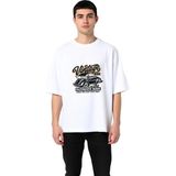 PayBuy Erkek Oversize Tişört Vintage Otomobil Baskılı Nostaljik Tasarım Rahat Kesim Günlük Modern Şık Zarif - Beyaz - XL