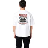 PayBuy Erkek Oversize Vintage Araç Tamiri Klasik Otomotiv Baskılı Tişört Rahat Kesim Günlük Modern Şık - Beyaz - 2XL