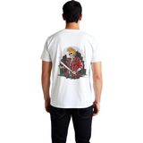 PayBuy Erkek Punk Rock Iskelet Spike Saç Baskılı Tişört Beysbol Sopası Çivileli Ceket Motifi Günlük Rahat - Beyaz - 2XL