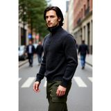 PayBuy Erkek Regular Fit Fermuarlı Dik Yaka Kalın Triko Kazak Yünlü Karışım Kışlık Günlük Konfor Için Ideal - Antrasit - XL
