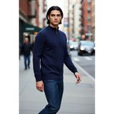 PayBuy Erkek Regular Fit Pamuklu Akrilik Karışımlı Yarım Balıkçı Fermuarlı Triko Kazak Kışlık Şıklık - Lacivert