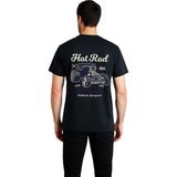 PayBuy Erkek Retro Hot Rod Garaj Baskılı Pamuklu Tişört Vintage Otomobil Tasarımı Rahat Kesim Günlük Modern - Siyah