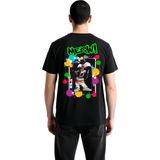 PayBuy Erkek Retro Kedi Meow Baskılı Tişört %100 Pamuk Rahat Kesim Renkli Tasarım Günlük Modern Şık Zarif - Siyah - 2XL