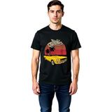 PayBuy Erkek Retro Otomobil Grafik Baskılı Kısa Kollu Tişört Yaz Teması Nostaljik Tasarım Günlük Rahat - Siyah - XL