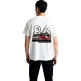 PayBuy Erkek Retro Otomotiv Grafik Baskılı Rahat Kesim Kısa Kollu Tişört Tasarım Günlük Modern Şık Konforlu - Beyaz