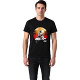 PayBuy Erkek Retro Scooter Baskılı Tişört %100 Pamuk Gün Batımı Motifi Vintage Kesim Rahat Günlük Modern - Siyah - XL