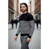 PayBuy Erkek Slim Fit Bisiklet Yaka Çizgili Triko Kazak Kış Günleri Için Modern ve Rahat Bir Seçenek - Siyah