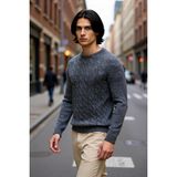 PayBuy Erkek Slim Fit Bisiklet Yaka Saç Örgü Triko Kazak Kışlık Soğuk Hava Şıklığı Için Ideal Kaliteli - Antrasit