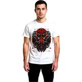 PayBuy Erkek Tişört %100 Pamuk Crew Neck Kısa Kol Futuristik Robot Samuray Grafik Baskı Geometrik Desen