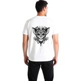 PayBuy Erkek Tişört Mistik Kedi Figürü Çiçek Geometrik Desen Baskı Rahat Kesim Günlük Modern Şık Konforlu - Beyaz - 2XL