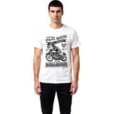 PayBuy Erkek Vintage Moto Racer Baskılı Tişört Flat Track Yarış Temalı Günlük Konforlu Rahat Modern Şık - Beyaz