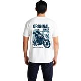 PayBuy Erkek Vintage Motosiklet Baskılı Tişört %100 Pamuk Rahat Kesim Grafik Desen Günlük Giyim Modern - Beyaz - 2XL