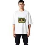 PayBuy Eski Ama Altın Tasarımı Baskılı Erkek Oversize Tişört - Beyaz - XL