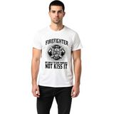PayBuy Itfaiyeci Görev Mesajı Retro Tasarım Baskılı Erkek Tişört - Beyaz - 2XL
