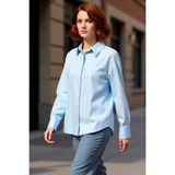 PayBuy Kadın Açık Oxford Gömlek Geniş Kalıp Günlük Kullanım Fonksiyonel Dayanıklı Kaliteli Modern - Açık Mavi - 38