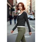 PayBuy Kadın Basic Regular Kesim Çizgili Triko Crop Hırka İlkbahar Sonbahar Günlük Şıklığı Kaliteli