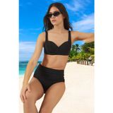 PayBuy Kadın Bikini Takımı Balconette Balenli Sabit Kap Yüksek Bel Hipster Nervürlü Düz Desen Kolsuz Örme