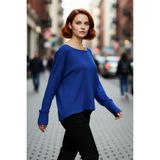 PayBuy Kadın Büyük Beden Relaxed Fit Akrilik Düz Desen Triko Kazak Kış Günlük Kombinler Için Şık Seçim - Saks - 4XL