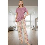PayBuy Kadın Çiçekli Bisiklet Yaka Pamuklu Kısa Kollu Pijama Takımı Konforlu Kesim Zarif Tasarım
