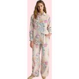 PayBuy Kadın Çiçekli Desenli Oversize Keten Görünümlü Gömlek Polyester Günlük Kullanım Hafta Sonu