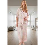 PayBuy Kadın Çok Çiçekli Viskon Pijama Takımı Rahat Shally Dokuma Boru Paça Zarif Tasarım
