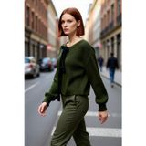PayBuy Kadın Crop Regular Kalıp Çift Taraflı Kurdele Bağlamalı Düşük Kol Selanik Örgü Akrilik Triko Kazak