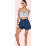 PayBuy Kadın Denim Şort Yüksek Bel City Short Boru Paça Pamuklu Yaz Aylarının Vazgeçilmezi Günlük Kullanım