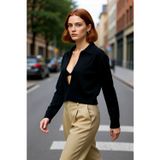 PayBuy Kadın Düz Desen Polo Yaka Crop İnce Triko Kazak Uzun Kollu Regular Kalıp Şıklığı İle Kaliteli