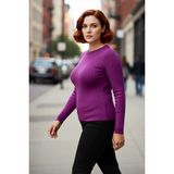 PayBuy Kadın Fitilli Bodycone Ince Triko Bluz Bisiklet Yaka Standart Kol Günlük Şık Kombinler Için Ideal - Mor - 3XL