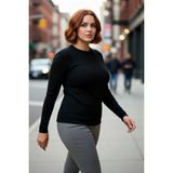 PayBuy Kadın Fitilli Bodycone Ince Triko Bluz Bisiklet Yaka Standart Kol Günlük Şık Kombinler Için Ideal - Siyah - 4XL