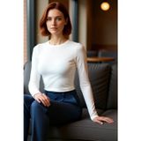 PayBuy Kadın Fitted Bisiklet Yaka Bordo Çizgili Uzun Kollu Viskon Ribana Kışlık Bluz Günlük Kullanım İçin