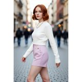 PayBuy Kadın Fitted Crop Akrilik Bisiklet Yaka Uzun Kollu Triko Kazak Ilkbahar Sonbahar Kış Şıklığı - Ekru