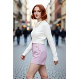 PayBuy Kadın Fitted Crop Akrilik Bisiklet Yaka Uzun Kollu Triko Kazak İlkbahar Sonbahar Kış Şıklığı
