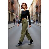 PayBuy Kadın Fitted Super Crop Bisiklet Yaka Uzun Kollu Fitilli Triko Bluz Yan Detaylı Ilkbahar Sonbahar - Siyah
