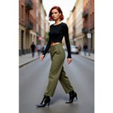 PayBuy Kadın Fitted Super Crop Bisiklet Yaka Uzun Kollu Fitilli Triko Bluz Yan Detaylı İlkbahar Sonbahar
