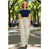 PayBuy Kadın Gabardin Dokuma Geniş Paça Yüksek Bel Pantolon Fonksiyonel Dayanıklı Kaliteli Modern
