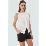 PayBuy Kadın Gofre Örme Bluz Fitted Kalıp Kayık Yaka Günlük Stil Profesyonel Görünüm Şık