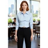PayBuy Kadın Için Bele Oturan Fitted Kesim Uzun Kollu Crop Gömlek Şık ve Modern Günlük Kombinler Spor - 36 - Mavi
