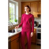 PayBuy Kadın Kalp ve Puantiye Desenli Pamuklu Pijama Takımı Fonksiyonel Dayanıklı Kaliteli Modern